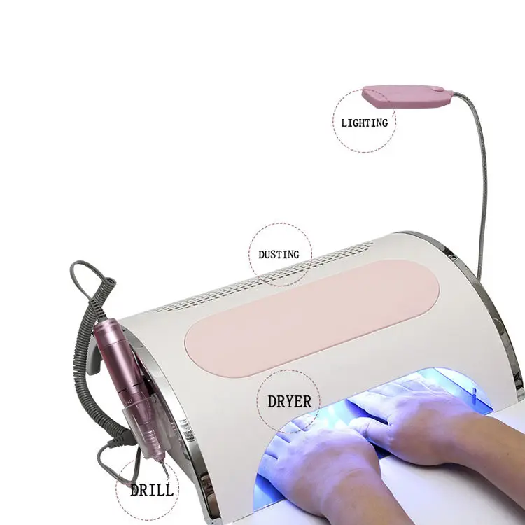 Multifunktions-5 in 1 elektrische Nagelbohrmaschine Polierer Nagelgel Aushärtungstrockner mit Nagelstaubreiniger Vakuumsaugmaschine Gerät