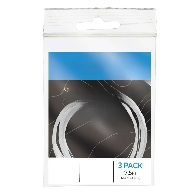 (2 pack) 7.5' Nylon Monofilament Tapered Fly Fishing Leader, No Loop, 3 Pack, 5X, 4.5-Pound Test.