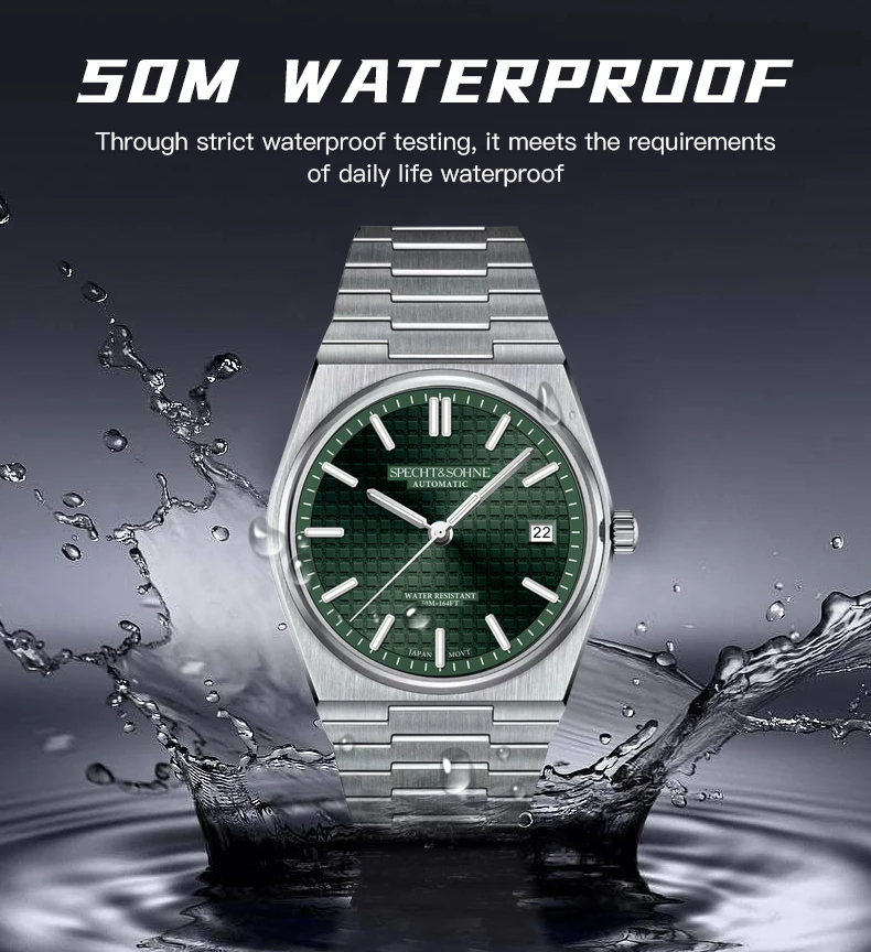 Neue Heiße Verkauf Specht & Söhne Automatische Uhr Für Männer Japan 8215 Movt Mechanische Armbanduhr Rose Gold Leucht 50 M wasserdicht – Detail 15