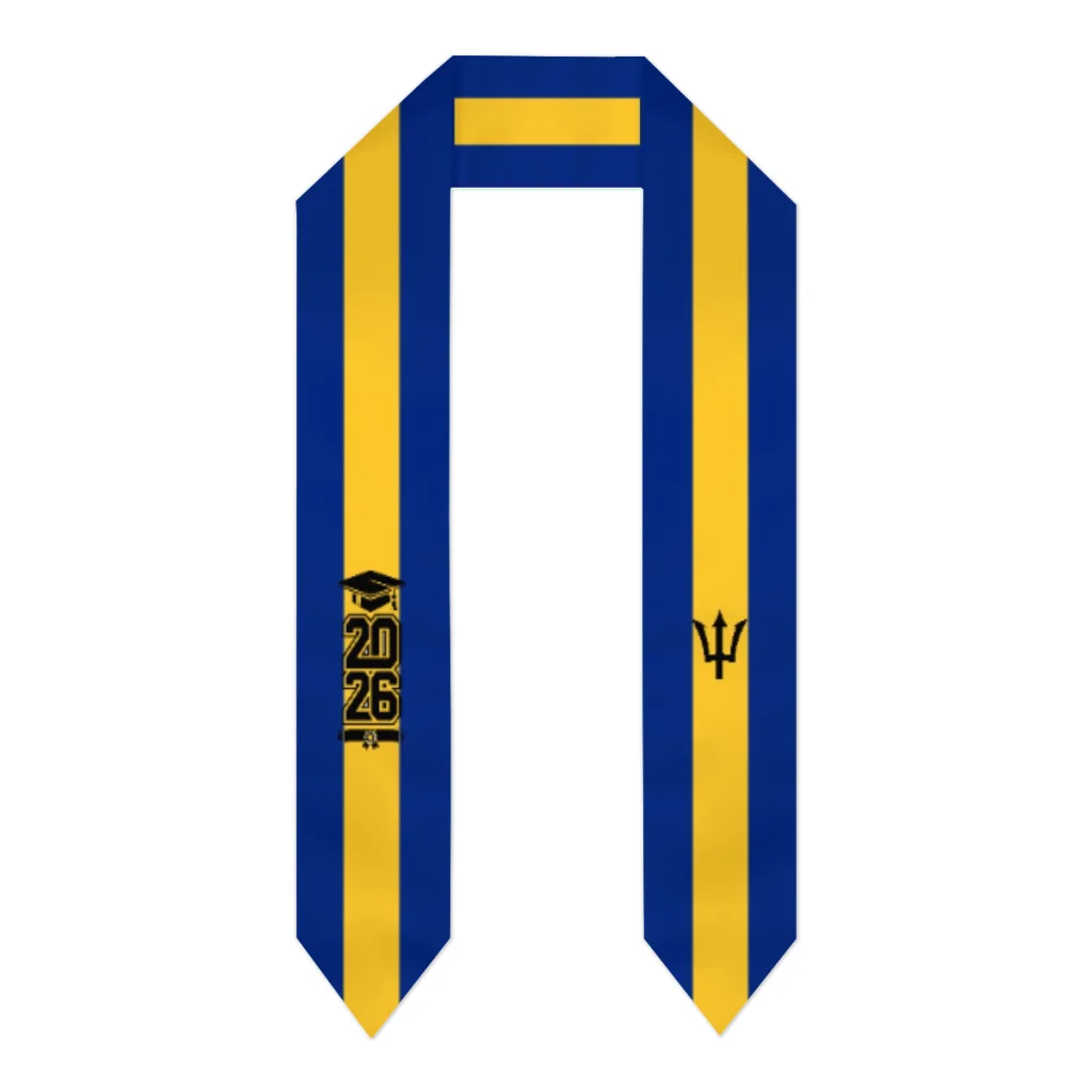 

Class of 2026 Barbados Flag Scarf Graduation Sash Stole International Study Abroad Adult Unisex Party Accessory Top Print