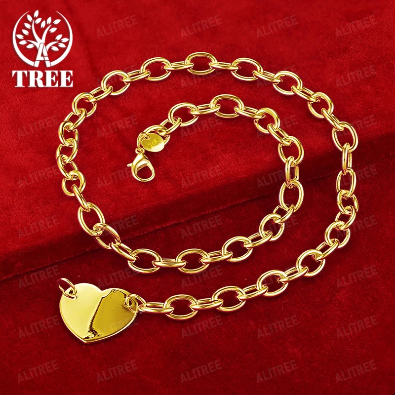 

Hot New 18k Gold Necklace Heart Pendant For Men Women Engagement Wedding Party Exquisite Fashion Charm Nice Jewelry Accessories