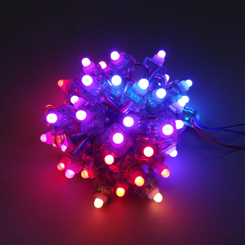 Módulo de píxeles WS2811IC programable, luz de cadena LED a todo Color, forma cuadrada, 12mm, entrada de 5V, 50X