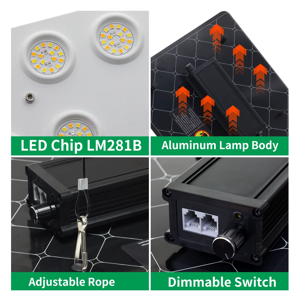 100 واط 200 واط الكم تنمو أضواء LED النمو مصباح الطيف الكامل Phytolamp للداخلية الخضار زهرة الدفيئة النباتات العصارية #5