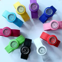 Silicone Strap Boy Girls Jelly Candy Slap Student Quartz Sports Party Gifts Analog Wristwatch Kids Watches