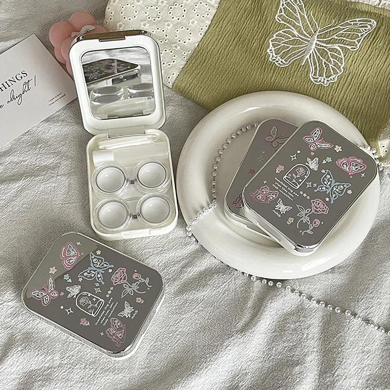 MTwo Pack Contact Lens Case For Girls Portable Mini Contact Lens Box Contact Lens Container Soak Storage Kit