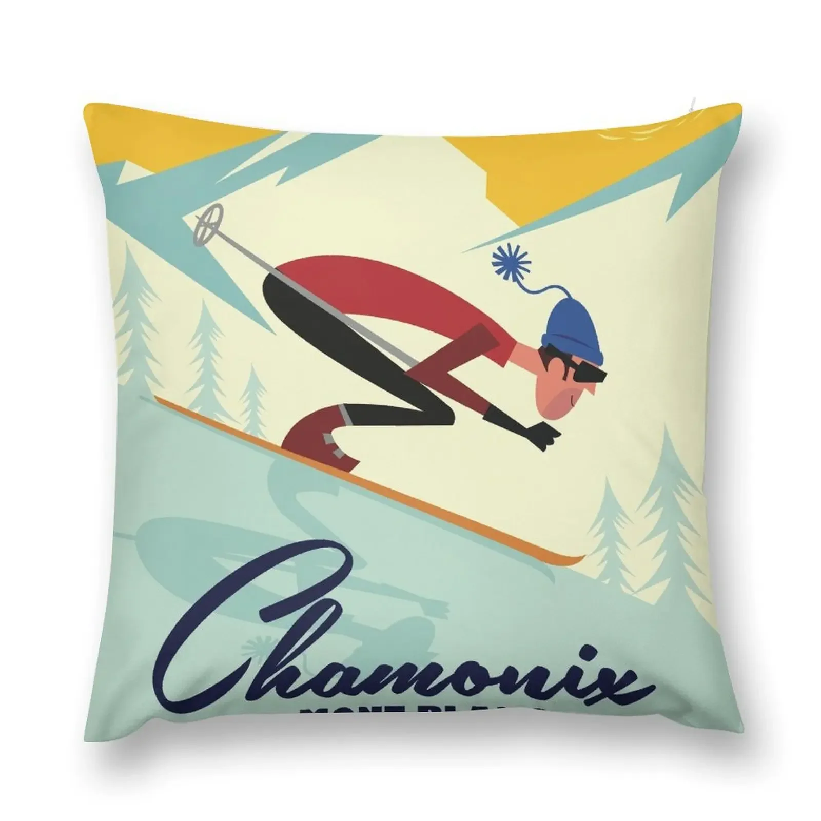 Chamonix ski poster Throw Pillow Luxury Pillow Cover Christmas Pillowcase Decorative Sofa Cushions ornamental pillows pillow