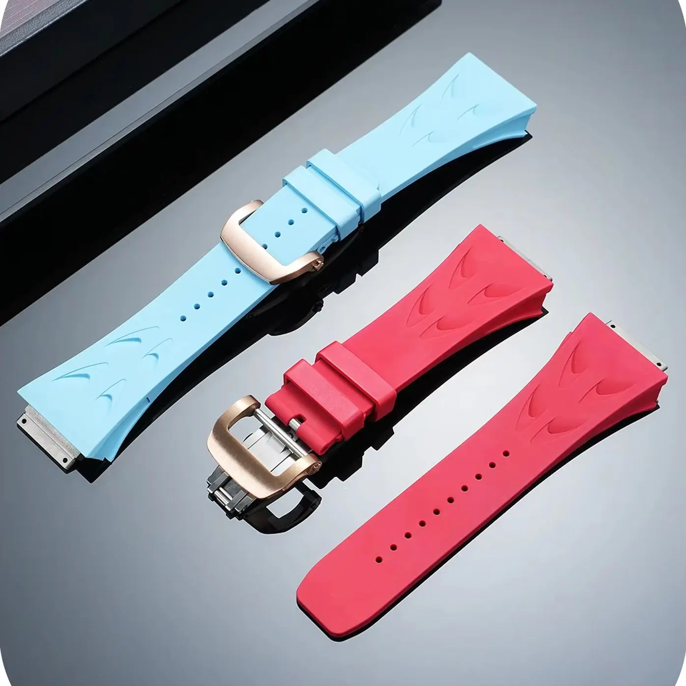Hollow Waterproof Fluororubber Watch Strap For Richard Mille RM11-03 RM65-02 FMK Replacement Watch Band