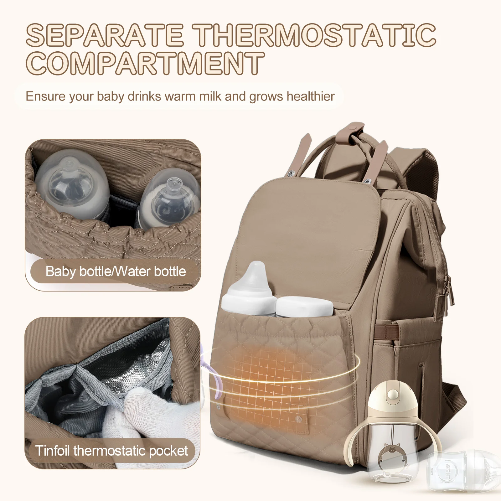 حقيبة حفاضات الأطفال للأولاد والبنات، حقيبة ظهر للأم ذات سعة كبيرة، حقيبة سفر أساسية لحديثي الولادة للأم، حقيبة ظهر عازلة للزجاجات