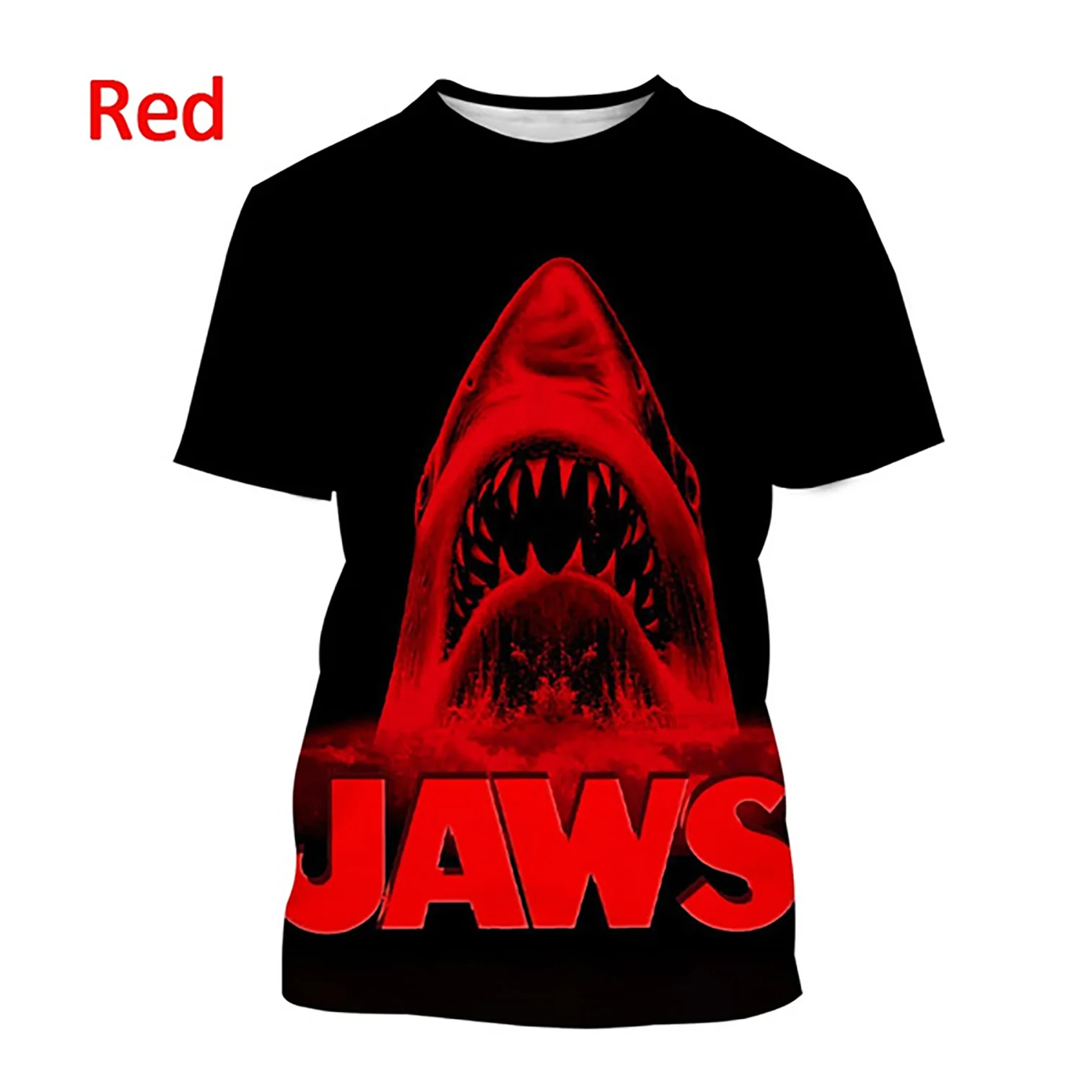 3D printed horror movie Great White Shark T-shirt summer hippie short sleeved Harajuku casual top