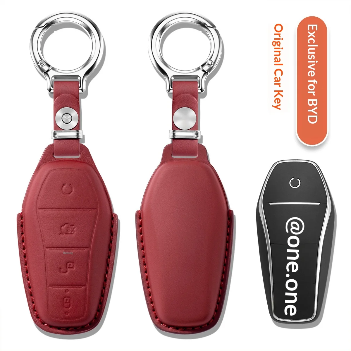 For BYD Seal 06 car key cover first-layer cowhide high-end key case buckle interior