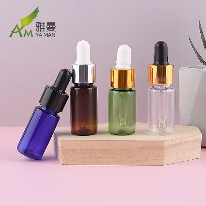 

100pc/set PET Perfume Container Dropper Bottle 10ml Empty Essential Oil Bottle Brown Mini Cosmetic Sample Packaging