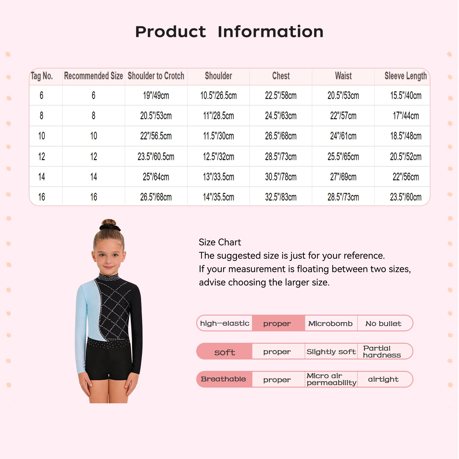 Kids Girls Gymnastics Dance Outfit Long Sleeve Rhinestones Leotard Bodysuit with Shorts Hairband Ballet Figure Skating Costumes