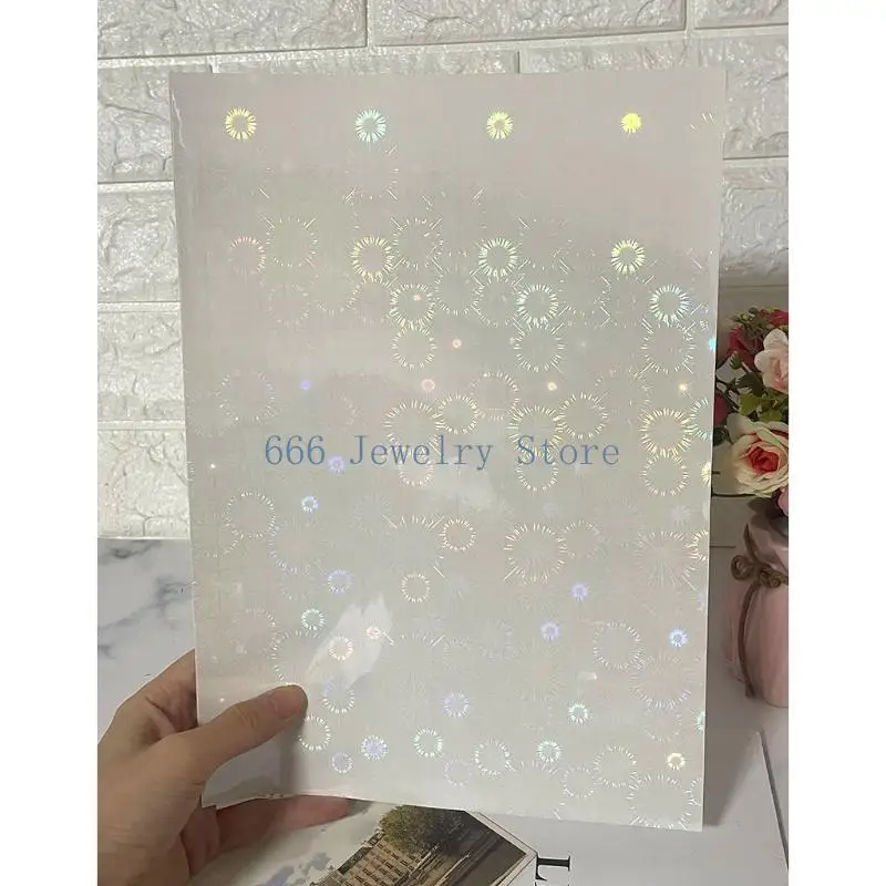 F2TD 8.27x11.69Inches Butterfly Glass Heart Shape Holographical Cold Laminated Film Glitter Holographical Overlay Laminating