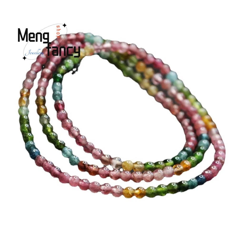Natural Tourmaline Exquisite Elegant Simple High-grade Bracelet Rainbow Brazilian Crystal Gemstone Popular Fashion Fine Jewelry