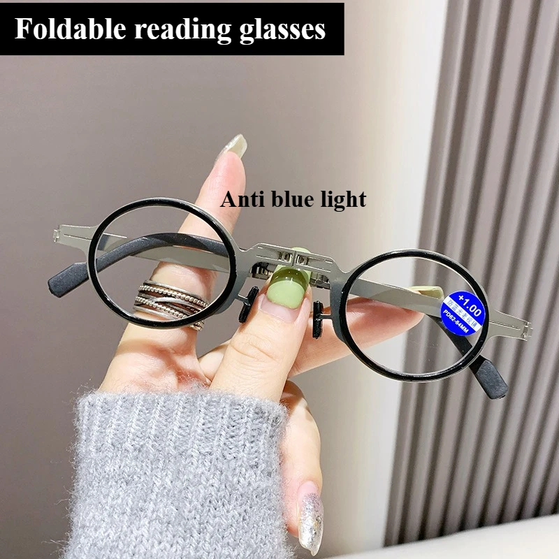 Faltbare Anti-Blaulicht-Lesebrille, modische Retro-Superleichte, tragbare Lesebrille, leicht