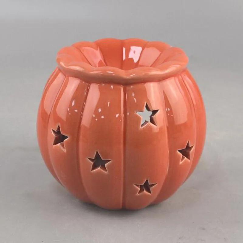 Porcelain Pumpkin Essential Oil Furnance Halloween Decor Hollow Star Pattern Aromatherapy Burner Indoor Fragrance Censer