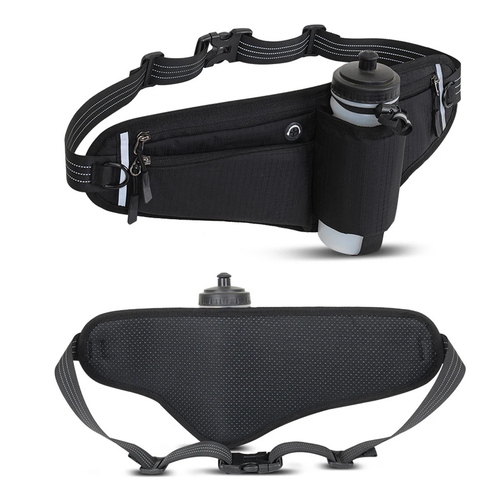 1PCS Fanny Pack with Water Bottle Holder and Reflective Strips Running Belt Hydration Waist Pack for Walking Running Hiking