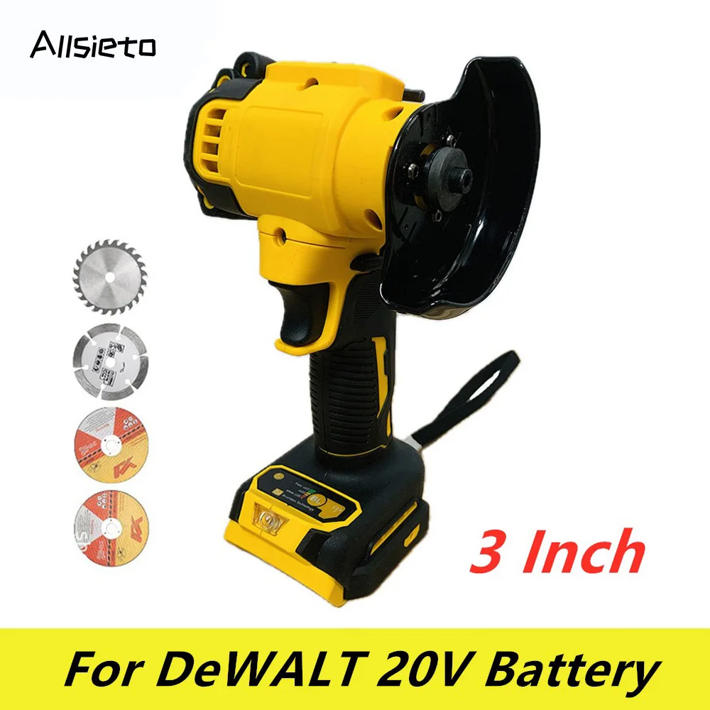 3 Inch Wireless Electric Mini Angle Grinder Grinding Cutting Polishing Machine Circular Saw Power Tool  For DeWALT 20V Battery