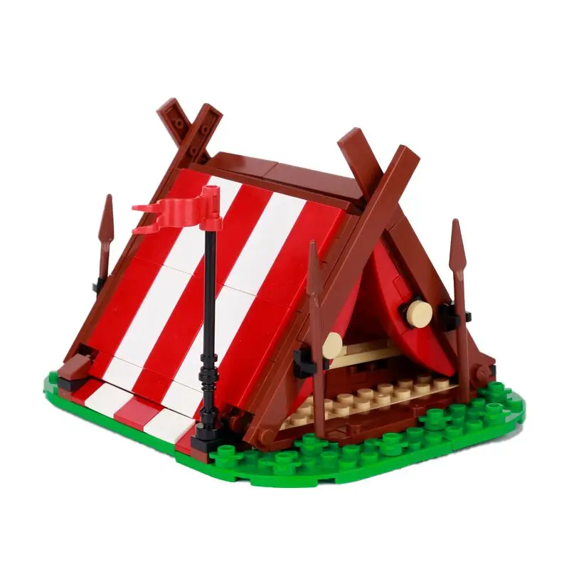 Medieval Castle Wars Moc Knight Soldier Weapon Action Figure Tent Oven Road Sign Wine Cask Fruit Stand Building Blocks Kids Toys