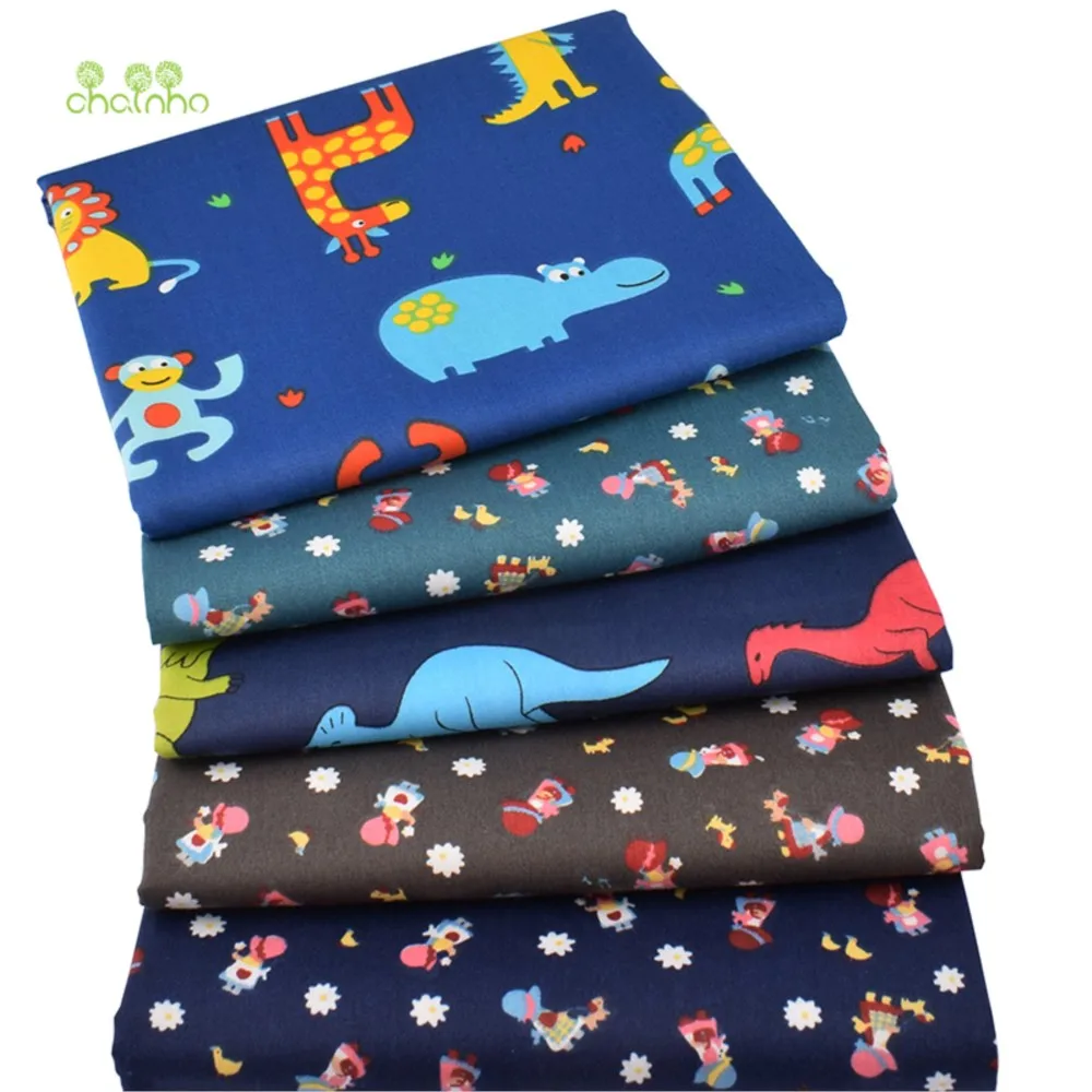 Chainho,Printed Twill Cotton Fabric,Patchwork Cloth,DIY Sewing & Quilting Material,Dark Cartoon Series,5 Designs,3 Sizes,CC037