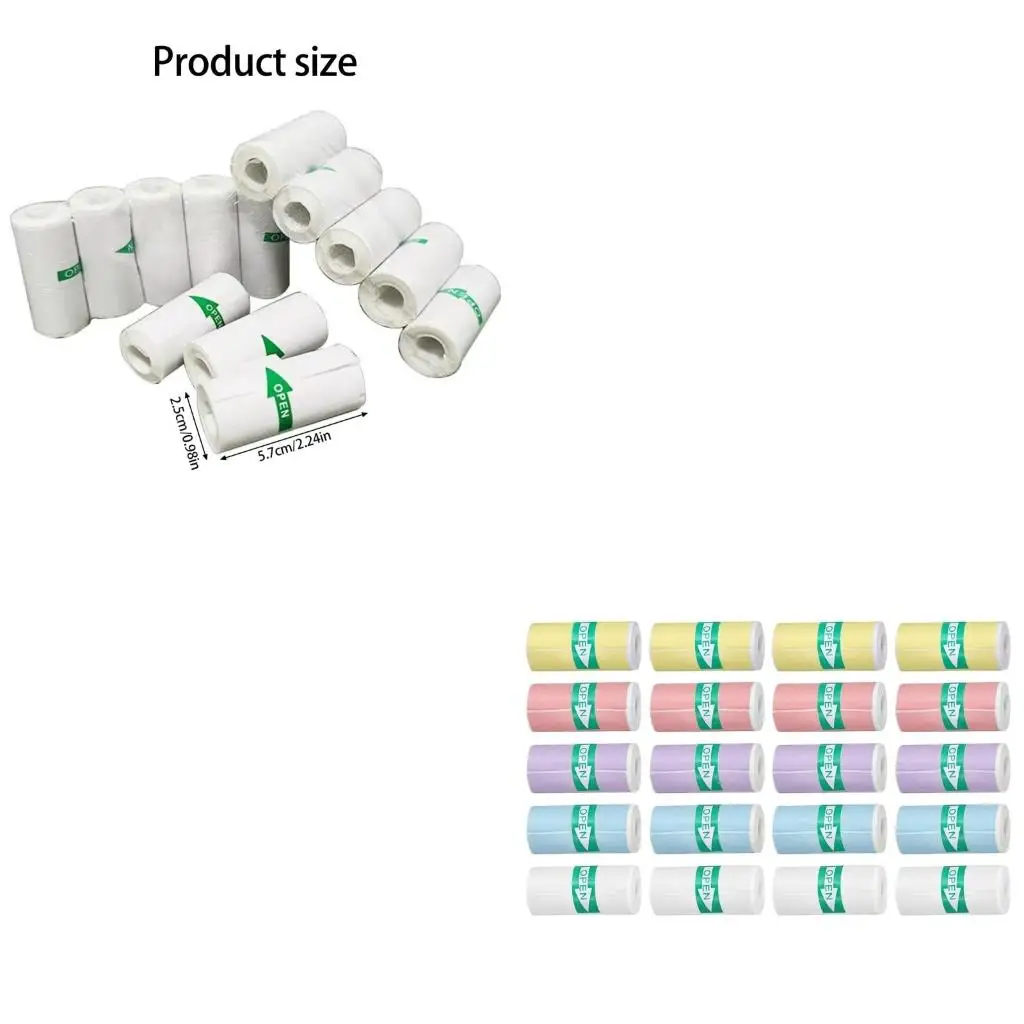  20Rolls Thermals Sticker Paper for Mini Printers BPAFree SelfAdhesive Labels Sticker Maker 57mmx25mm Color/White Option