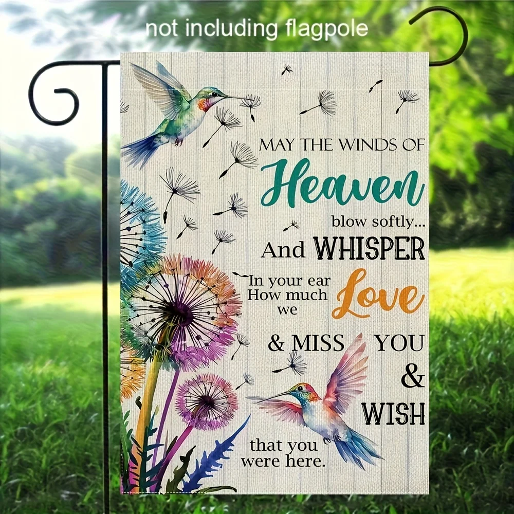 1, Angel Wind Flashes Garden Courtyard Flag | Double Sided Memorial and Remembrance Design, Vibrant Flowers and Hummingbird Patterns, 12.0x18.0 Inches, Polyester, Suitable for Outdoor Home Decoration, Garden Decoration, Excluding Flagpoles