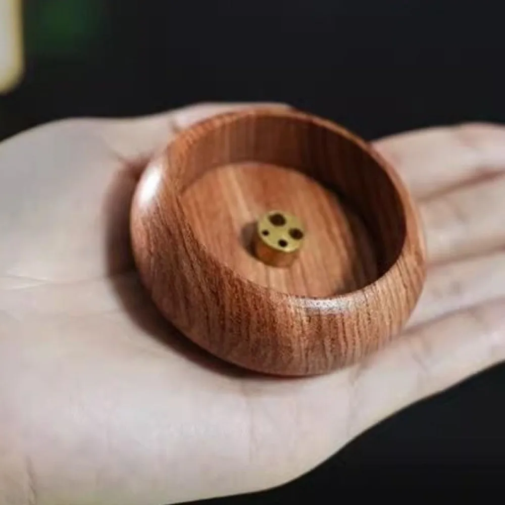 Sustainable 4 Holes Wooden Incense Holder Solid Wood Smooth Polished Incense Burner Retro Handcrafted Incense Base Meditation