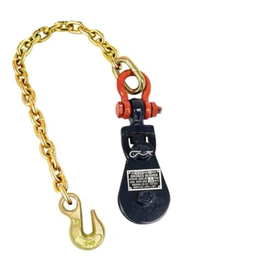 

2 Ton Snatch Block with Chain Flatbed Tow Truck Rollback Wrecker Car Carrier Cable