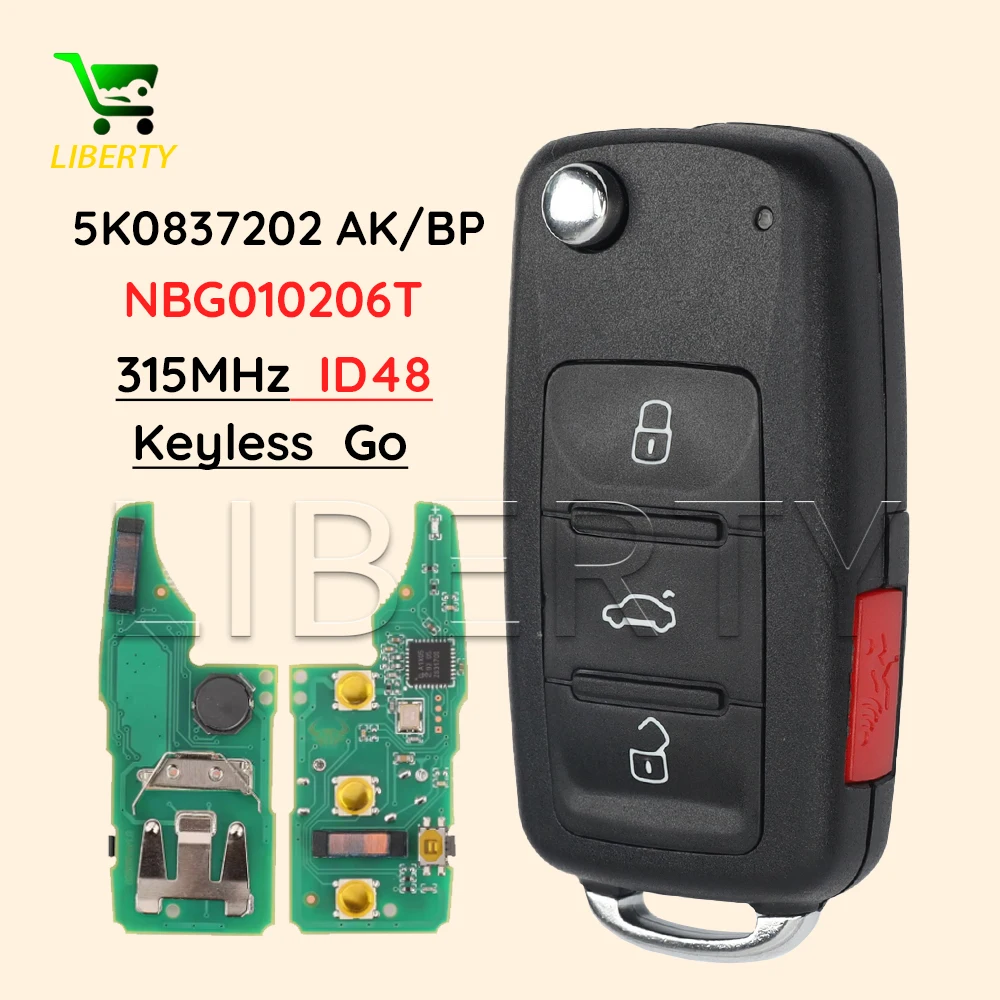 

Liberty 5K0837202AK/BP KeylessGo дистанционный брелок 315 МГц ID48 для Volkswagen VW Tiguan Beetle EOS GOLF JETTA PASSAT NBG010206T