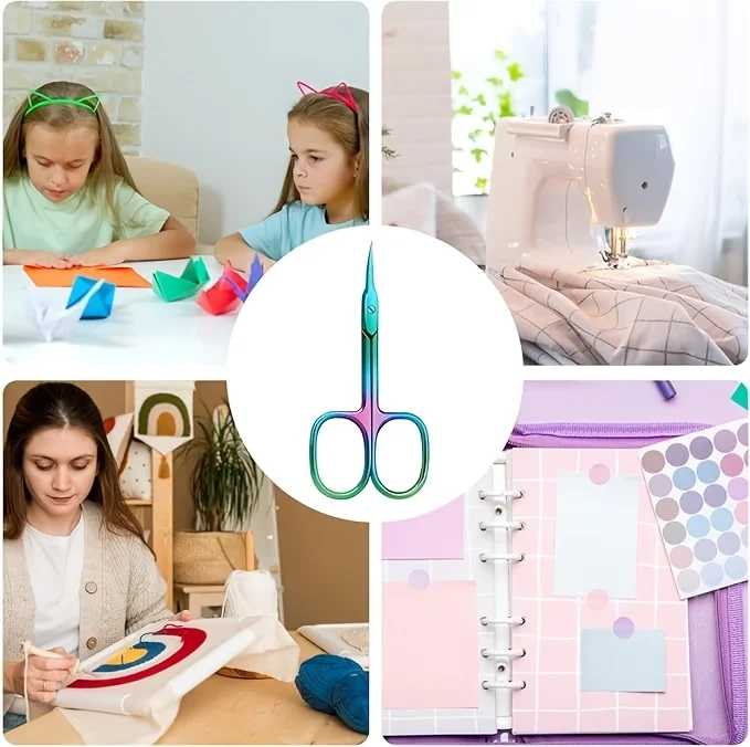 

ProBeauty Rainbow Stainless Steel Multi-Purpose Cuticle Scissors Ergonomic Handle Suitable for Nail Care Eyelash Eyebrow