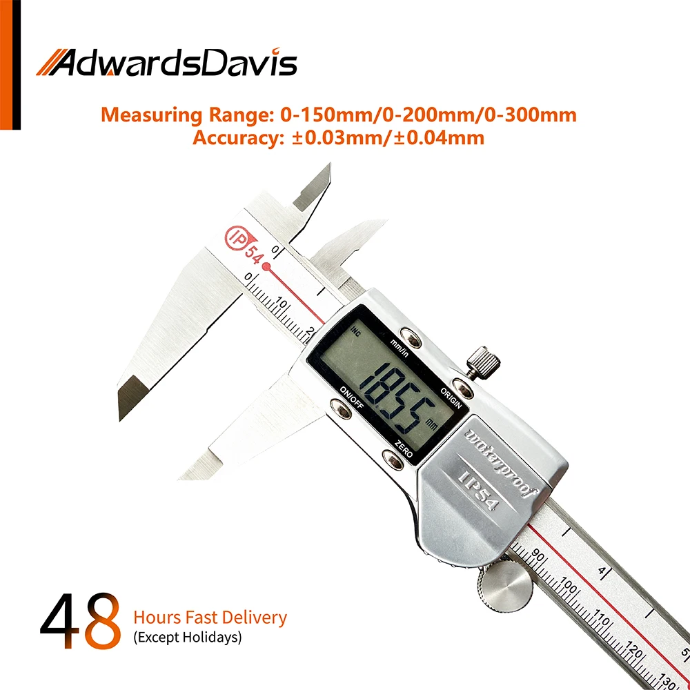 IP54 Waterproof High Hardness Stainless Steel Digital Caliper Measuring Range 0-150mm 0-200mm 0-300mm Measuring Instrument