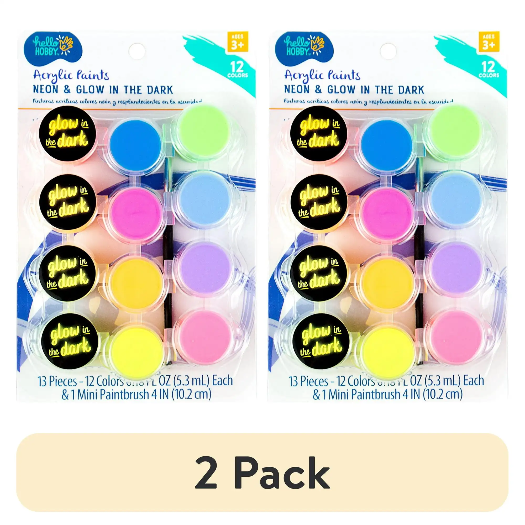 

(2 упаковки) Hello Hobby набор акриловых полосок для рисования и кистей, для детей старше 3 лет