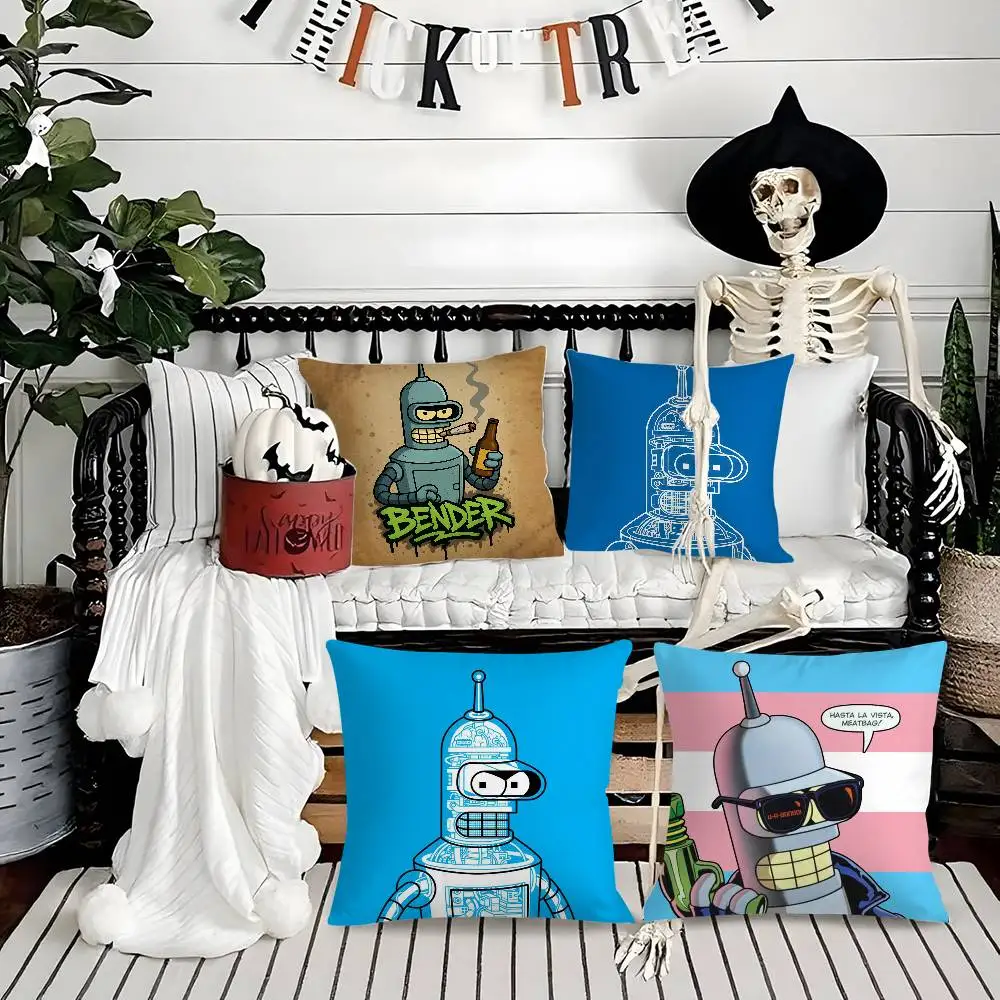 

Kawai F-Futurama B-BenderS Anime Pillow Case Soft Plush Fabric Double Sided Print Decorative Home Living Room Gift Cushion Cover