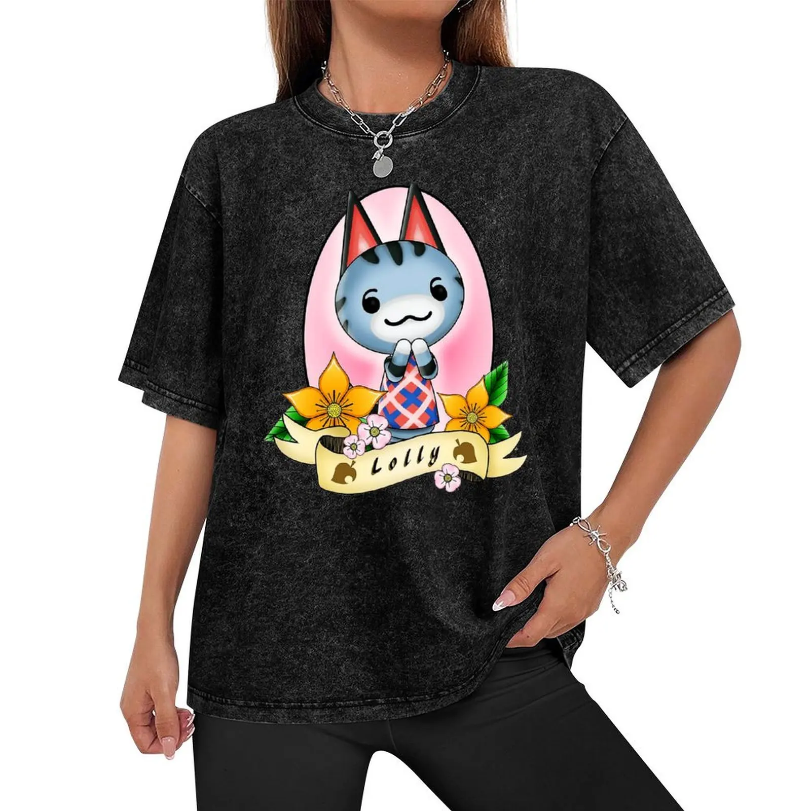 lolly cat cartoon art T-Shirt quick drying summer clothes vintage anime shirt mens t shirts top quality