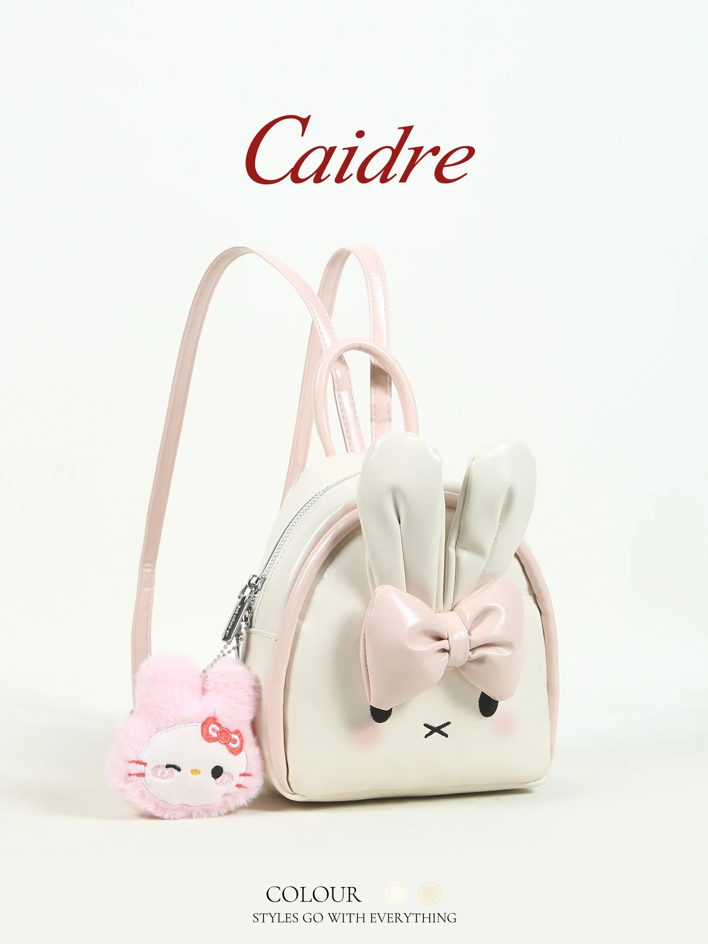 

Caidre Cute Rabbit Ear Backpack Small Lightweight Travel Bag Birthday Gift for Girls Casual Soft Handle Zipper Closure Backpack