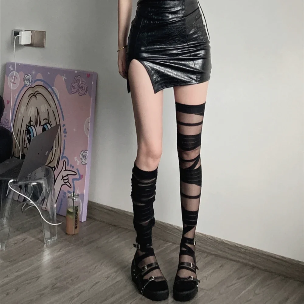 JK Lolita Women Stockings Ultra-thin Transparent Crystal Silk Socks Thigh High Stockings Y2k Girls Thigh High Socks Stockings