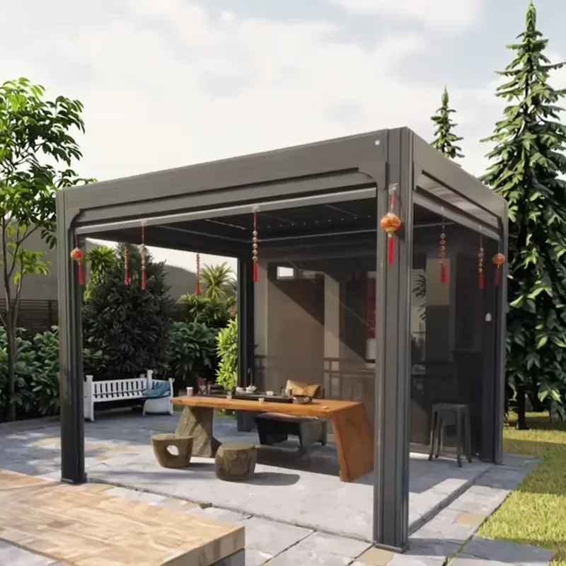 Amas in Stock Various Sizes Pavilion Roof Terrace Pergola Outdoor Aluminum Pergola Motorized for Outdoor Use