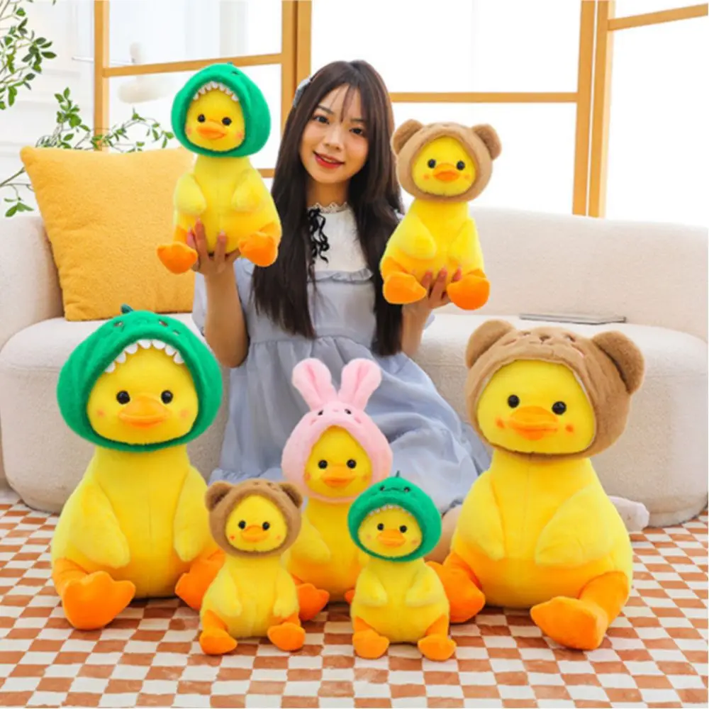 

PP Cotton Dinosaur Hood Duck Plush Toys Soft Fluffy Bear Hood Duck Appease Doll 25/35/40cm Ornament