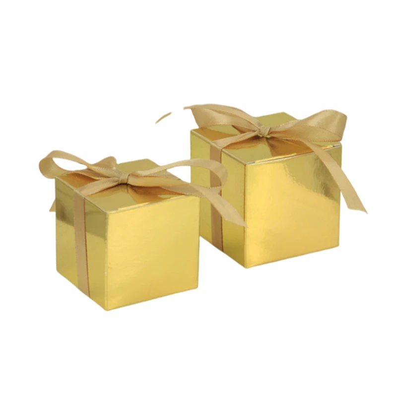 20/30/50Pcs European Square Solid Candy Box Chocolate Favor Gift Box Packaging Bag With Ribbon Wedding Birthday Party Decoration