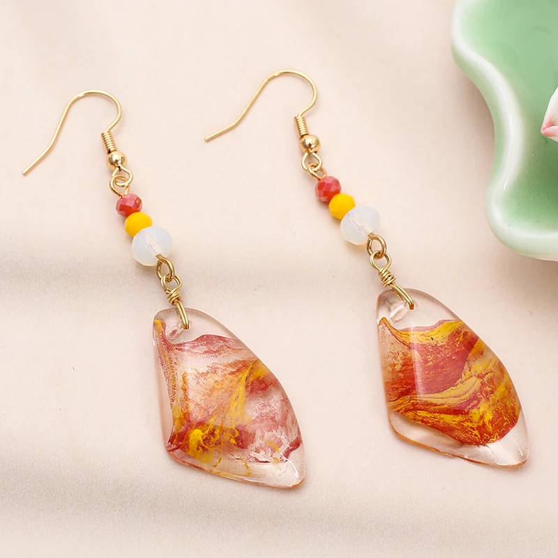 Transparent Drop Earrings For Women Luxury Crystal Hand Entwine Design Retro Style Geometric Irregular Shape Daily Wear Jewelry