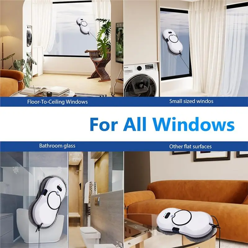ABVI-Automatic Window Cleaning Robot Remote Control Cleaner Vacuum Cleaner Home Appliance Clean Window Scrubber Cleaner B UK Plu