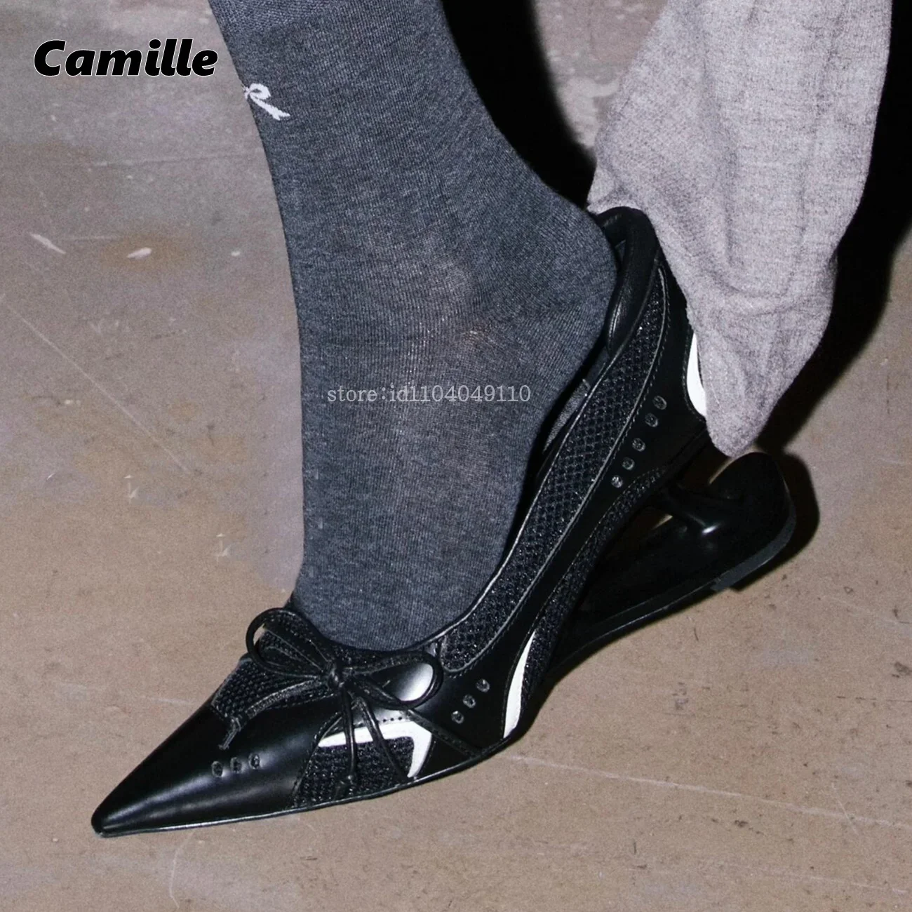 

Mary Jane Bow Knot Slip On Strange Heel Sexy Lady Pumps 2025 New Pointed Toe All-Match Casual Shoes Sport Sneaker High Heels