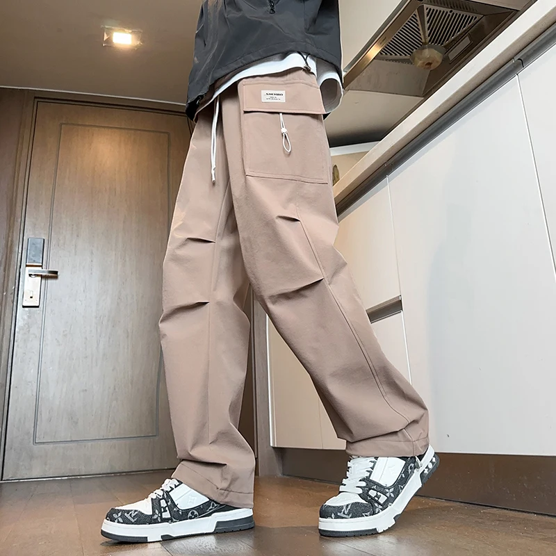 

Новые мужские брюки-карго для бега, прямые брюки, свободная уличная одежда, модные весенне-осенние повседневные брюки для мальчиков-подростков, студентов