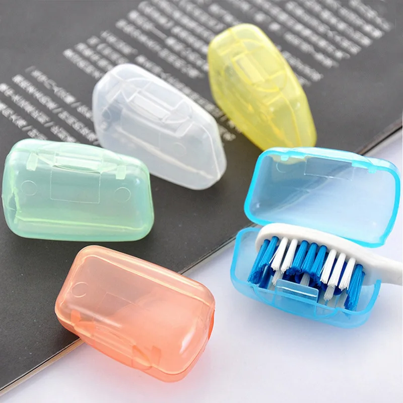 10Pcs Random Color Transparent Protective Cover for Toothbrush Head Travel Portable Toothbrush Hair Dustproof Protection