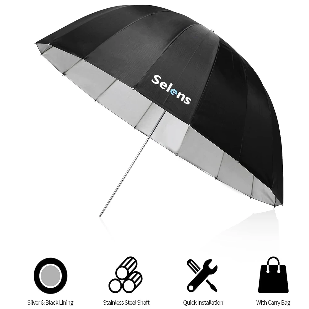 Selens 165cm 16 Rods Umbrella Professional Parabolic Reflective Umbrella Photo Studio Kits Soft Umbrella Photography Accessories