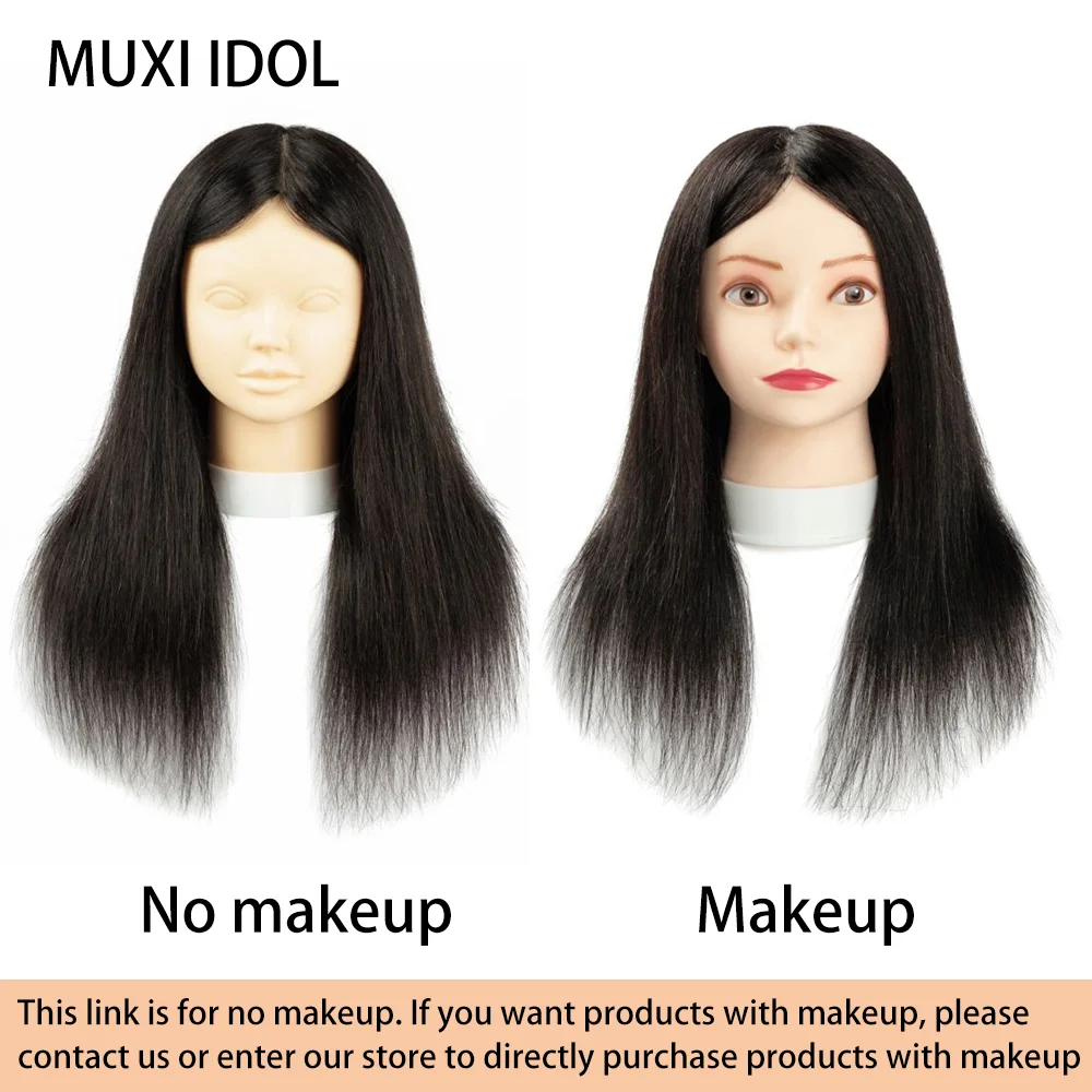 100% Human Hair Mannequin Heads With For Hair Training Styling Can Perm/Dye/Bleach And Practice Makeup