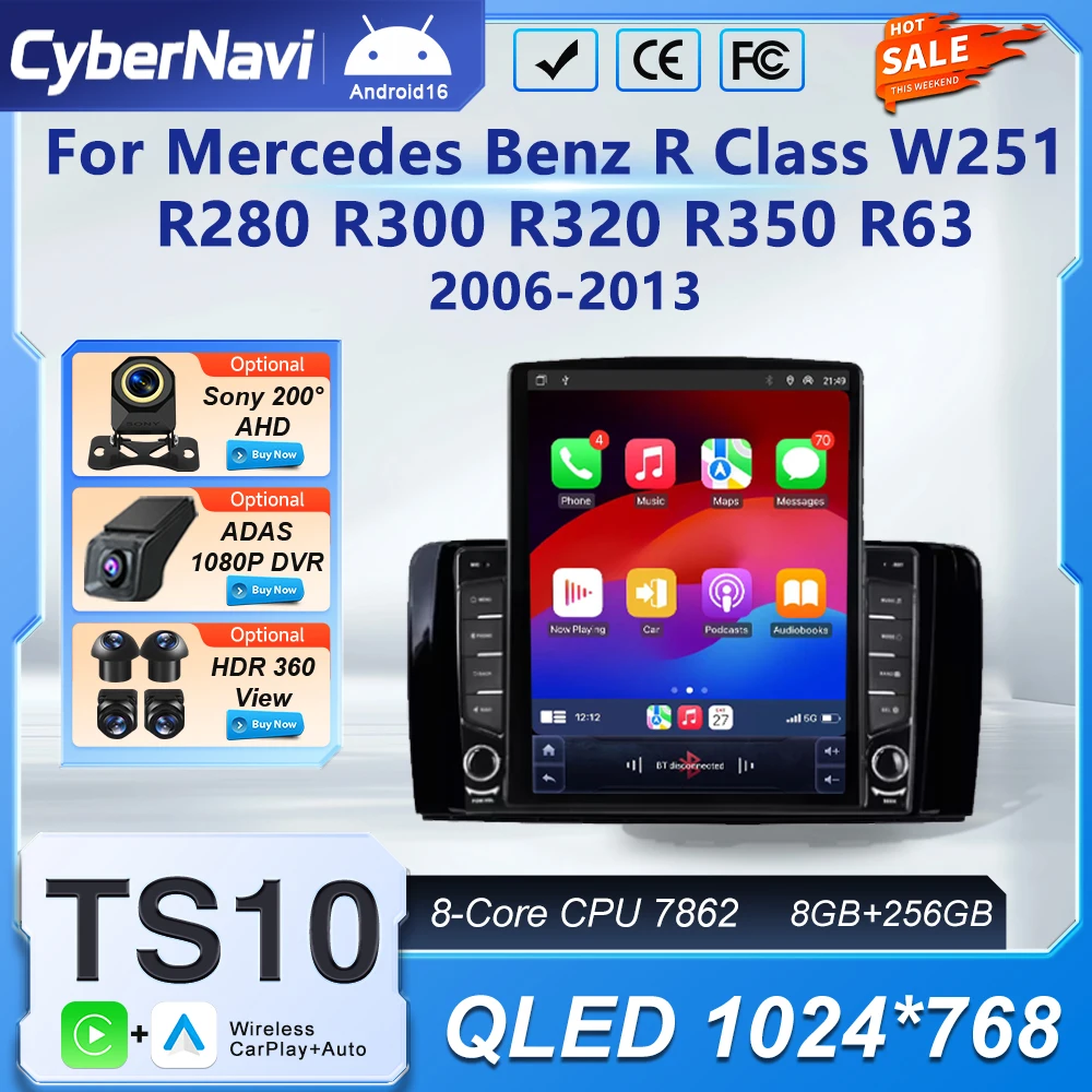 Android 9.7 For Mercedes Benz R Class W251 R280 R300 R320 R350 R63 2006 - 2013 Auto Radio Carplay Multimedia GPS Navigation DVD