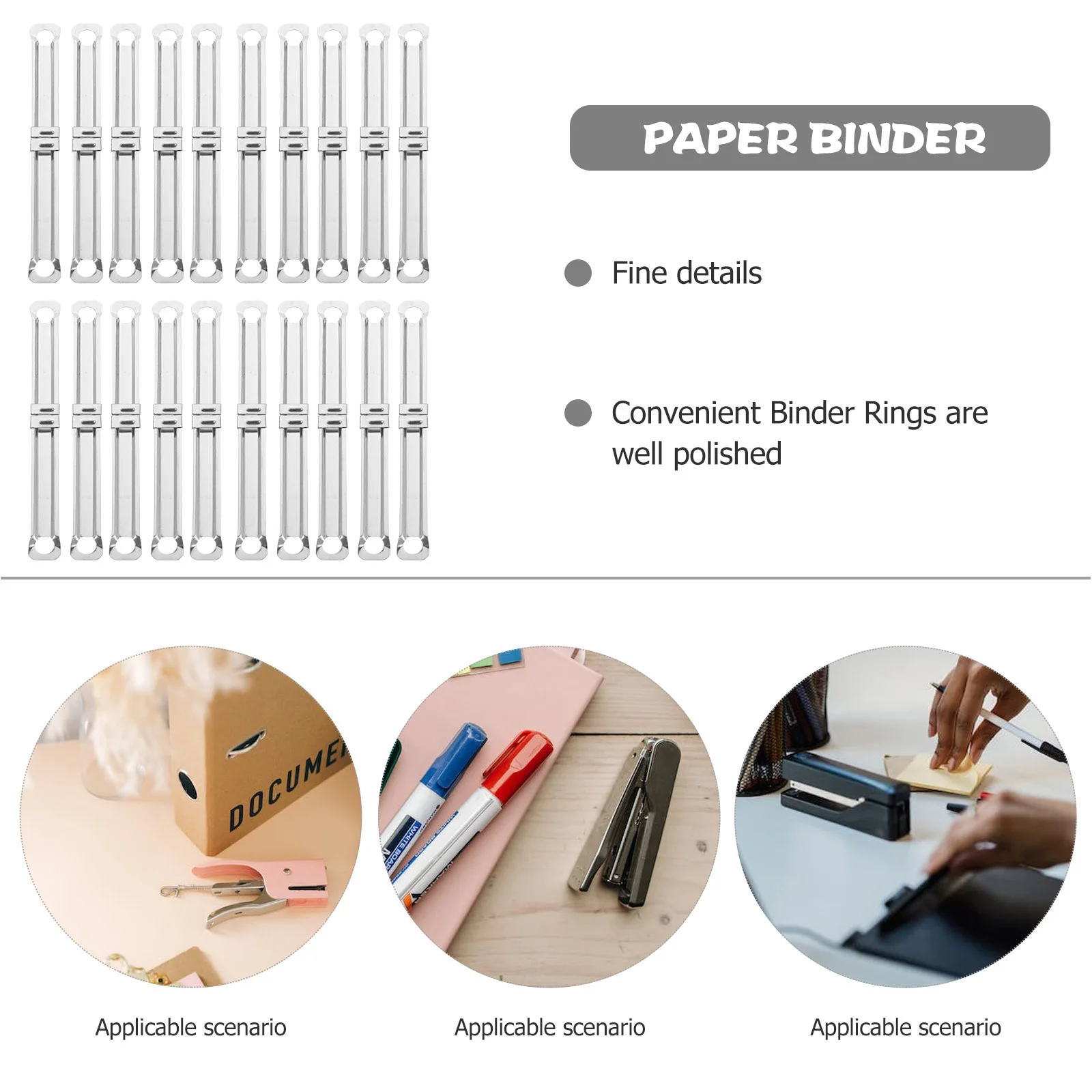 

100pcs Metal Clips Design Strong Clamping Force Compact Notebook Binder Office Supplies Notebook Stationery