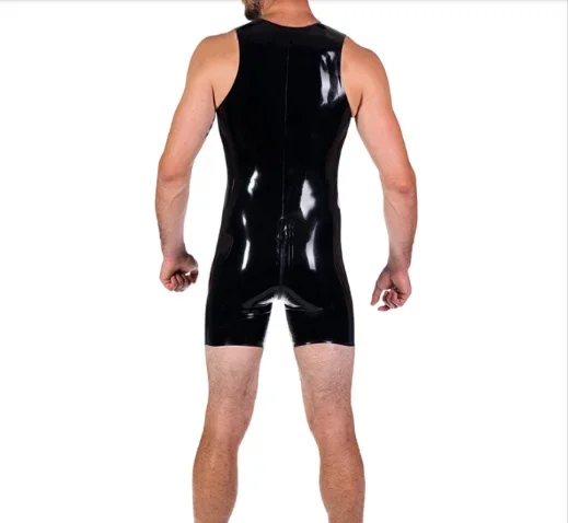 100%Gummi Latex 100%Rubber Anzug Kostüm Rubber Catsuit Uniform 0.4mm Fitness Swimm Short Pants