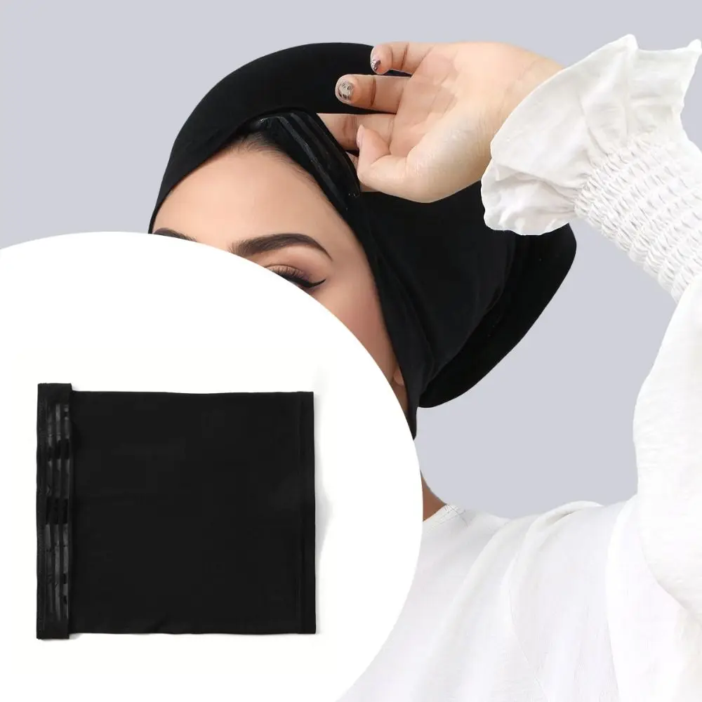 

Solid Color Muslim Hijab Cap Stretch Material Antislip Strips Inner Hijab Caps Instant Wear Breathable Undercap Scarf